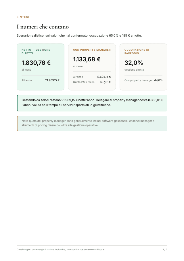 Report CasaMargin, pagina 3: I numeri che contano